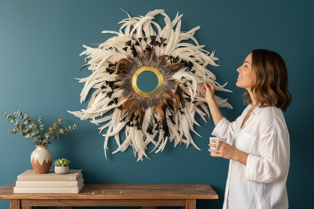 Jujuhat miroir plumes de coq soldé 