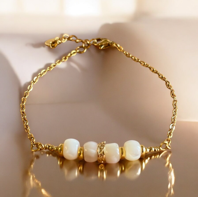 Bracelet chaîne et rondelles de Nacre