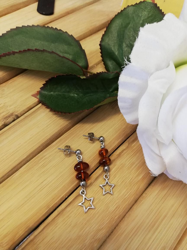 Boucles D&#039;oreilles Ambre petite étoile 