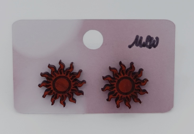 Puces d&#039;oreilles en bois Soleil