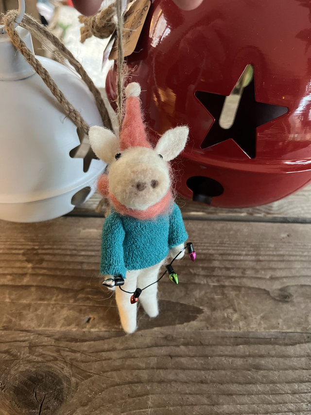 Felt Donkey with Lights Hanging Decoration