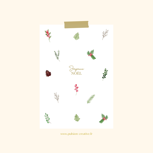 Carte de voeux aquarelle - Joyeux Noël 