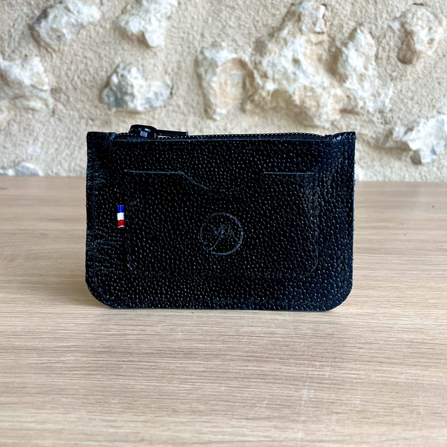 Porte cartes / porte monnaie Noir texture galucha