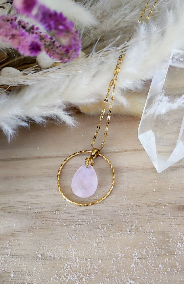 Collier "Évidence" Quartz rose