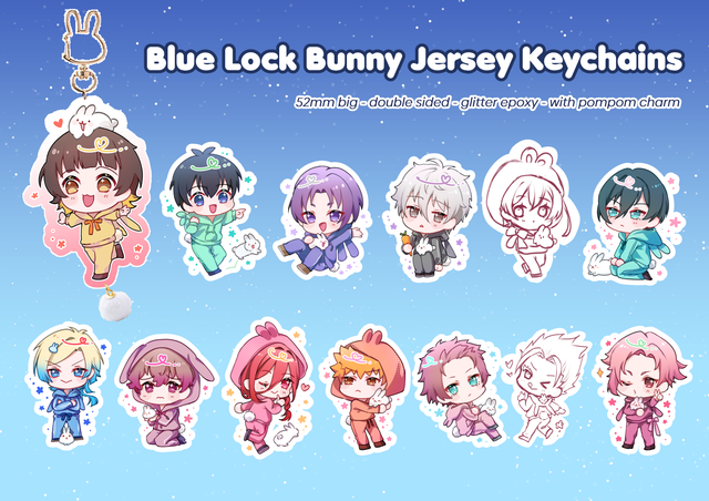 [IN STOCK/ BACK ORDER] Blue Lock Bunny Jersey Keychains
