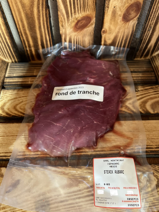 Steack Aubrac: Rond de tranche 440g 