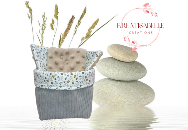 Lingettes + panier Ton "GRIS/NOIR"