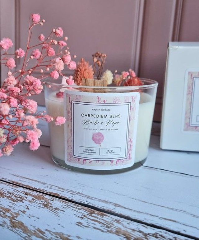 Bougie végétale artisanale Barbe à Papa