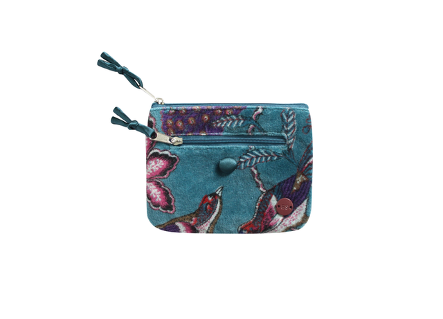 Earth Squared Printed Velvet Teal Purse