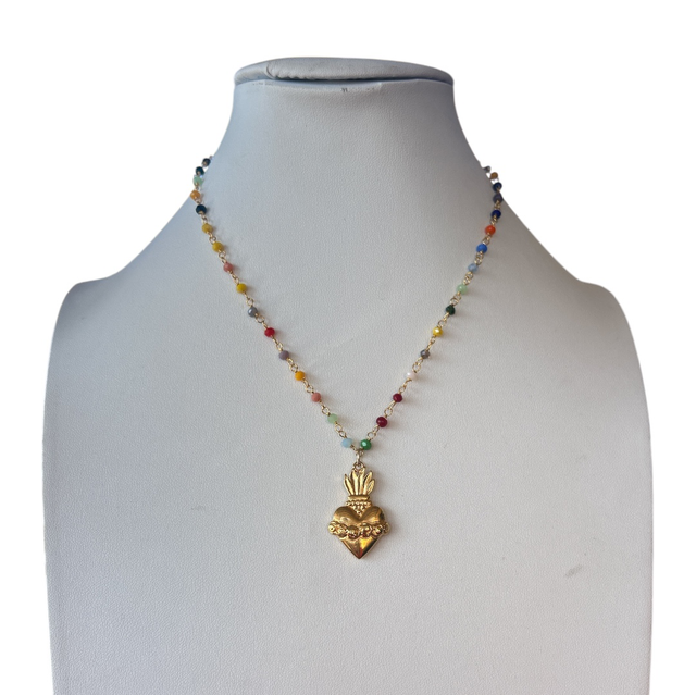 Collana cuore oro con rose 25TF-31