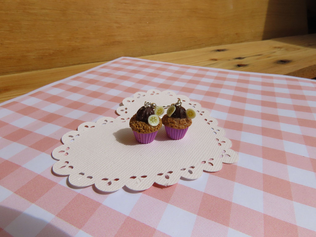 🧁Boucles d'oreilles - Cupcakes chocolat et bananes