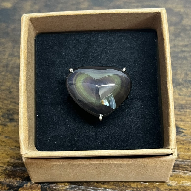 Bague en argent et Obsidienne Œil Céleste - Taille 54
