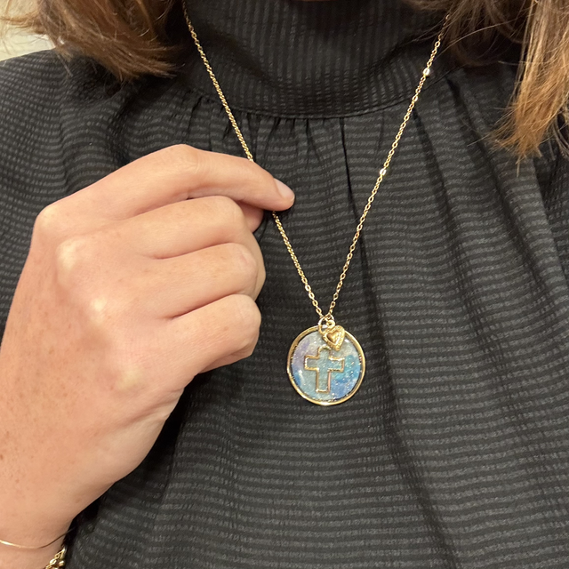 Collier médaillon & cœur 