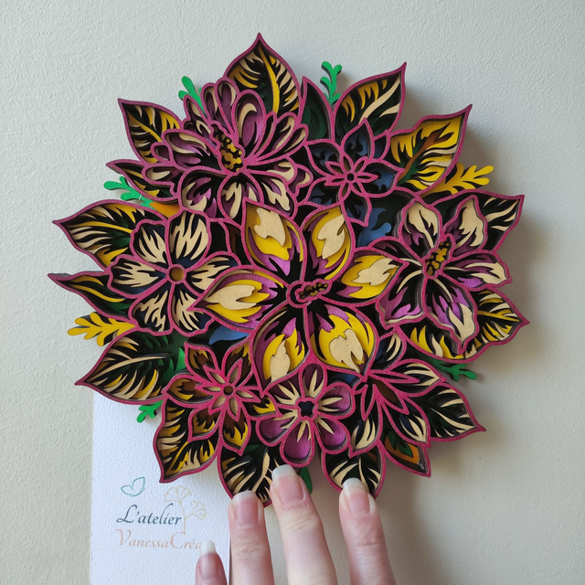 Bouquet de Fleurs en Bois 3D