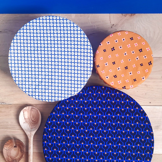 Lot de 3 charlottes à plats - Bleu mosaïque 