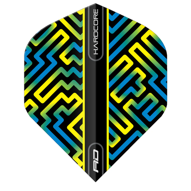 RED DRAGON HARDCORE XT BLUE, GREEN &amp; YELLOW DART FLIGHTS