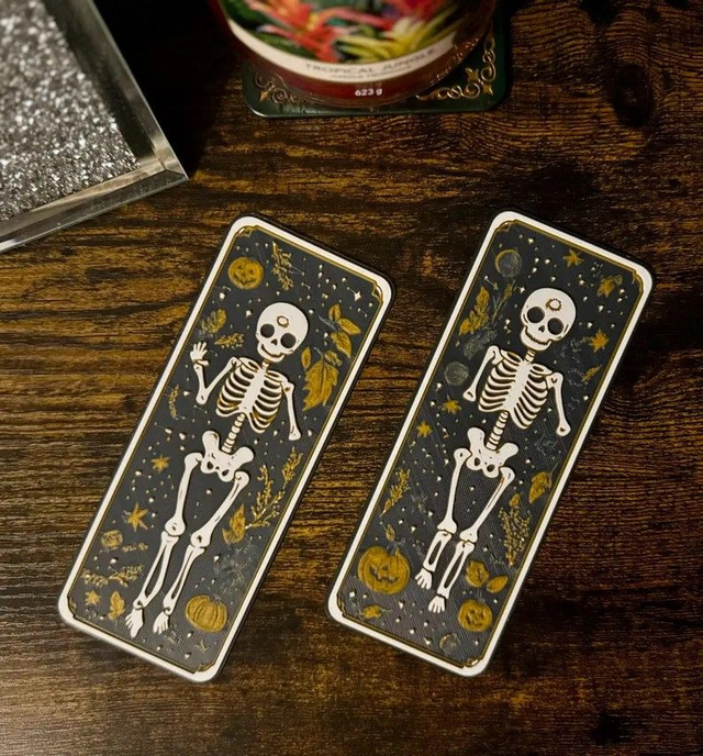 Halloween Skeleton Bookmark Set - Spooky Gothic Bookmarks, Skeleton Art Bookmark, Dark Academia Aesthetic, Perfect Halloween Gift for Reader
