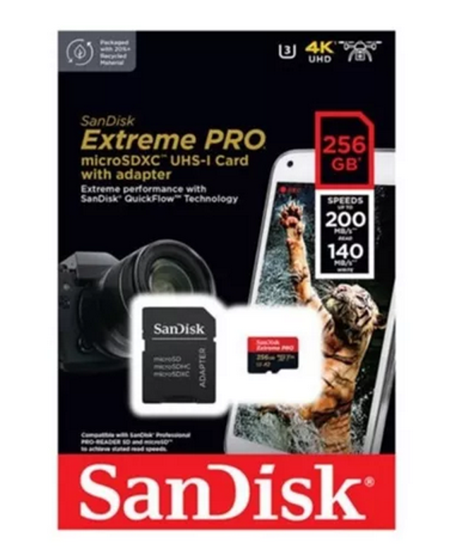 Memoria Sandisk Extreme Pro 256gb 200mb/s Clase 10 U3