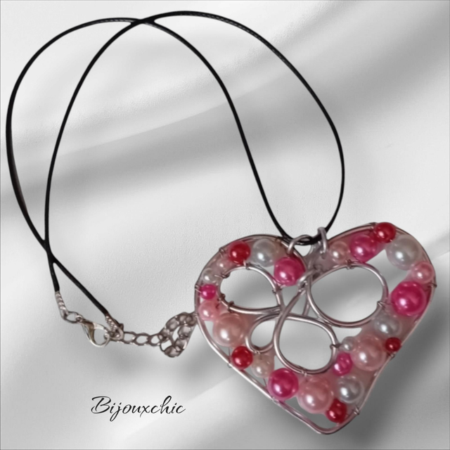 Collier pendentif Cœur Rose 