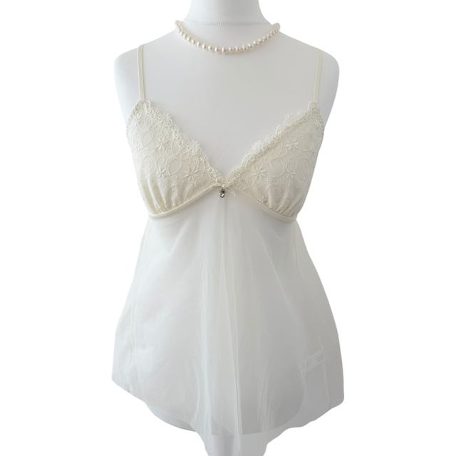 Ivory princess embroidered cups cami