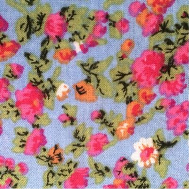 Blue Floral - Cotton Poplin 