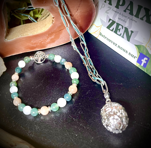 Bola Pierres Naturelles Argenté