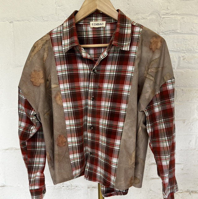 Chemise à pans rouge taupe