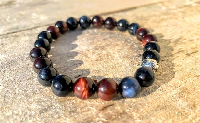 Bracelet Œil de Taureau et Œil de Faucon - Perles de 8mm