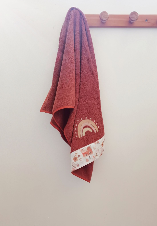 Drap de Douche Moka Terracotta Brodé