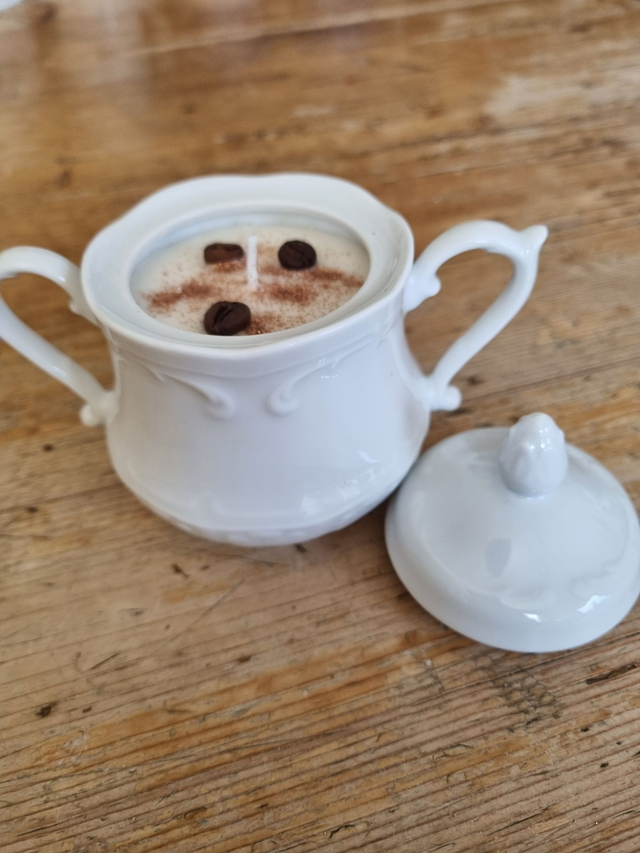 Kerze im Zuckertöpfchen mit Deckel - Unikat