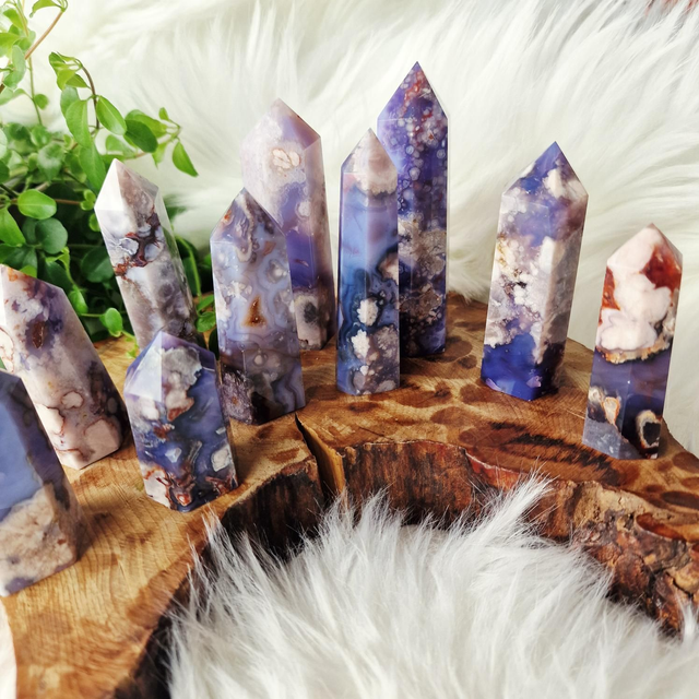 Blue Flower Agate Points 