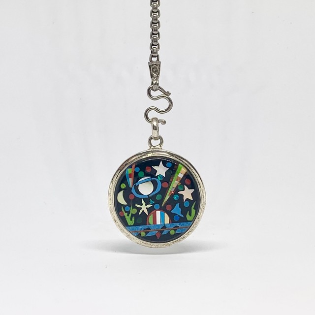 Pendentif Galaxy GRAVITY argent massif et pierres naturelles 