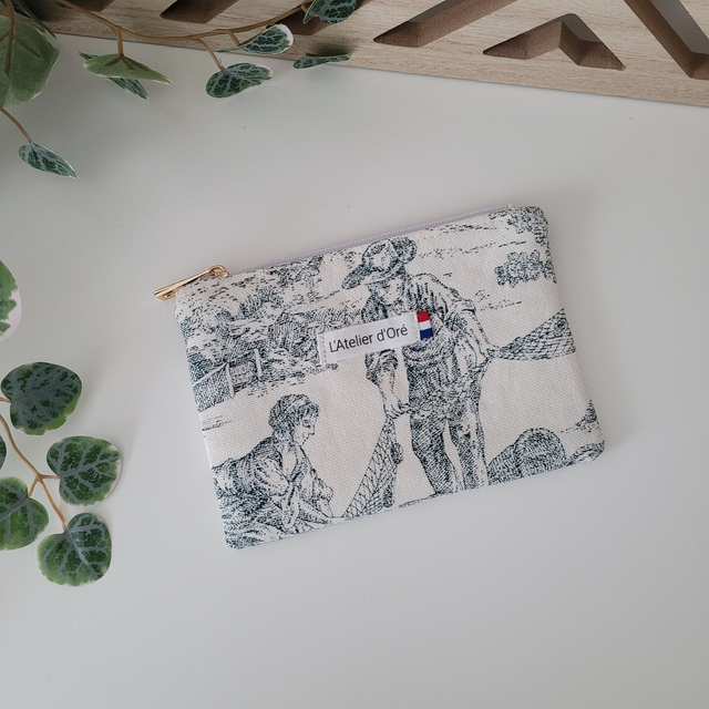 Trousse Chloé toile Jouy verte