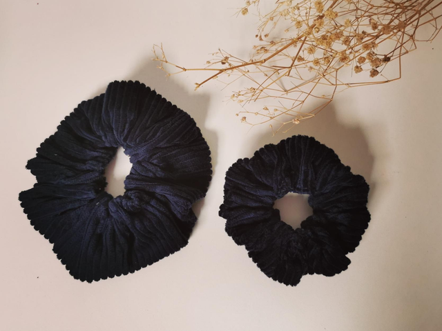 Chouchou velour bleu nuit