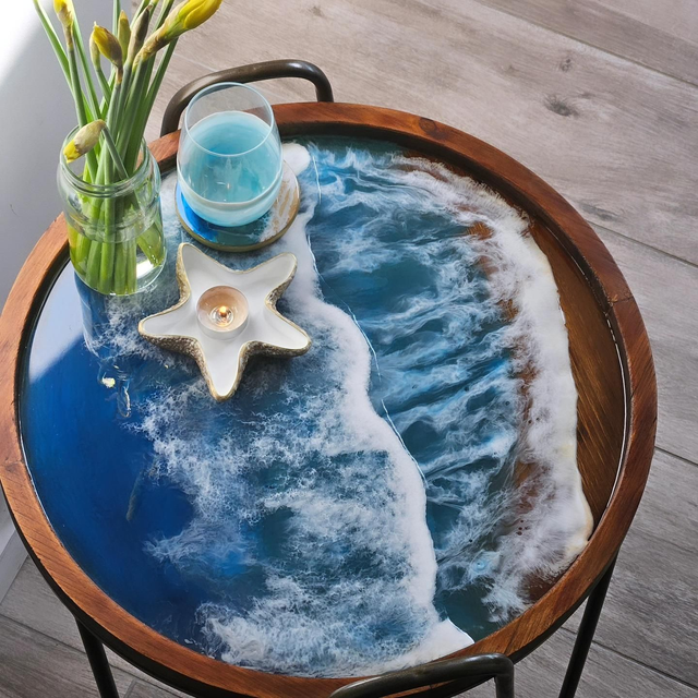 Handmade Resin SeaWave Coffee Table 