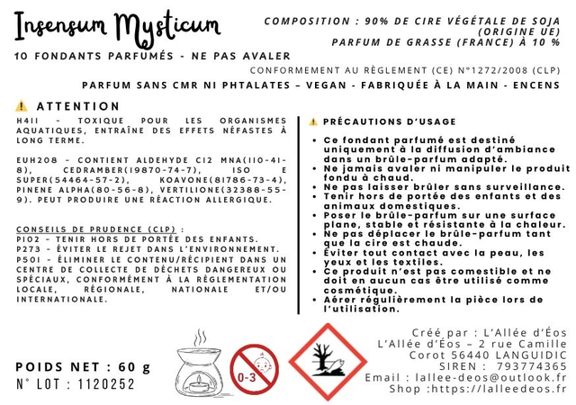 Fondants parfumés Incensum Mysticum - Parfum Encens