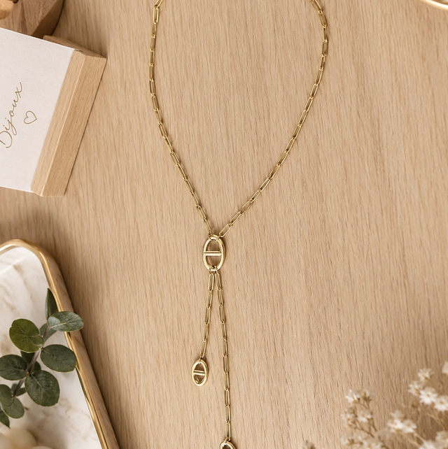 Collier sautoir maille marine
