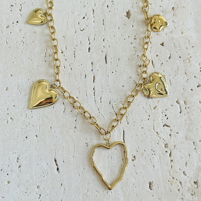 Ketting hartjes goud 