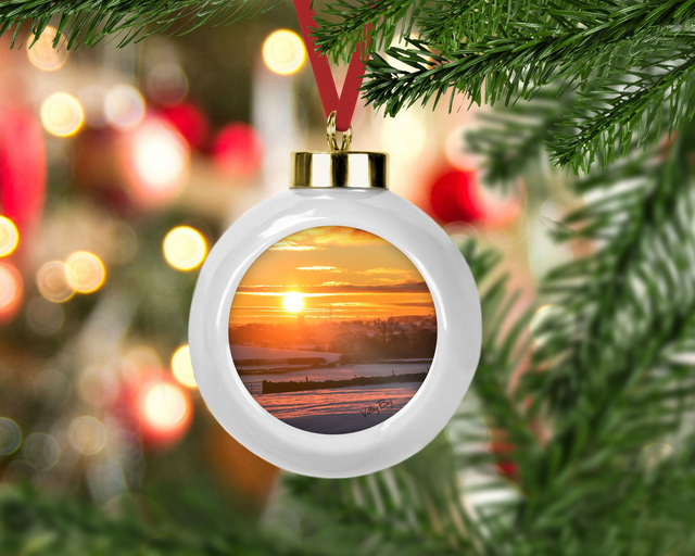“Winter Sunrise at Penistone” Ceramic Bauble  
