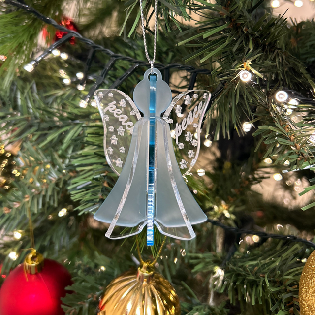 2 x Angel Peace Baubles (Blue)