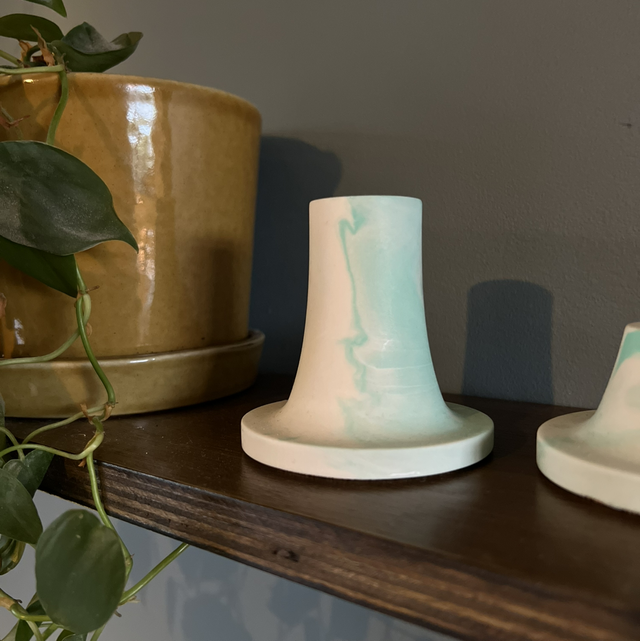 Candlestick - tall - mint green