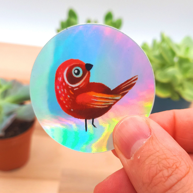 Sticker Oiseau  Holo Rouge 5cm