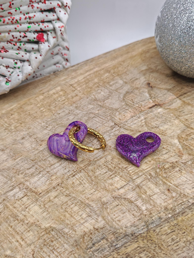 Choupettes Cœur Réversible Violette effet Pierre