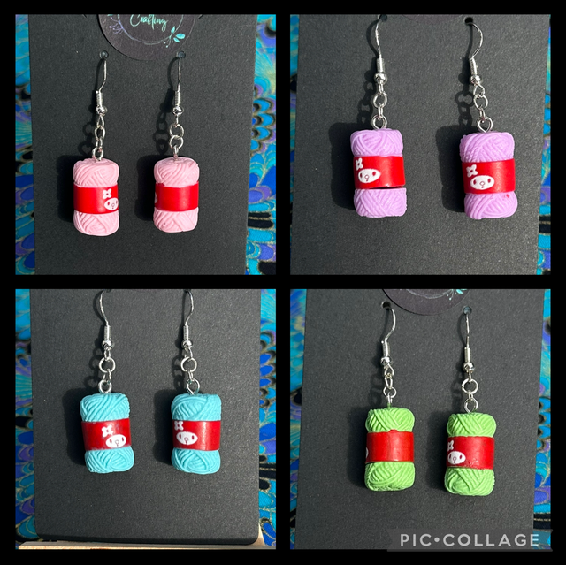 Acrylic Wool Ball Earrings