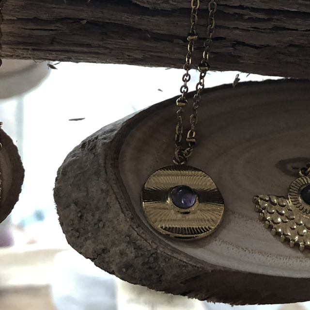 Chaîne inox &amp; améthyste 