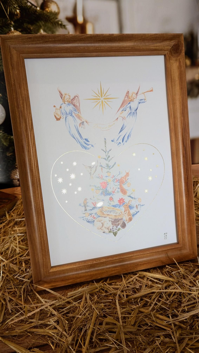 Affiche Sapin de Noël et Anges