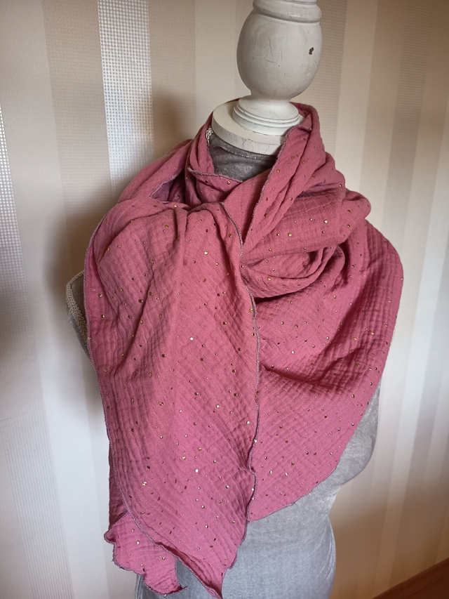 Schal Musselin Glitzer altrosa