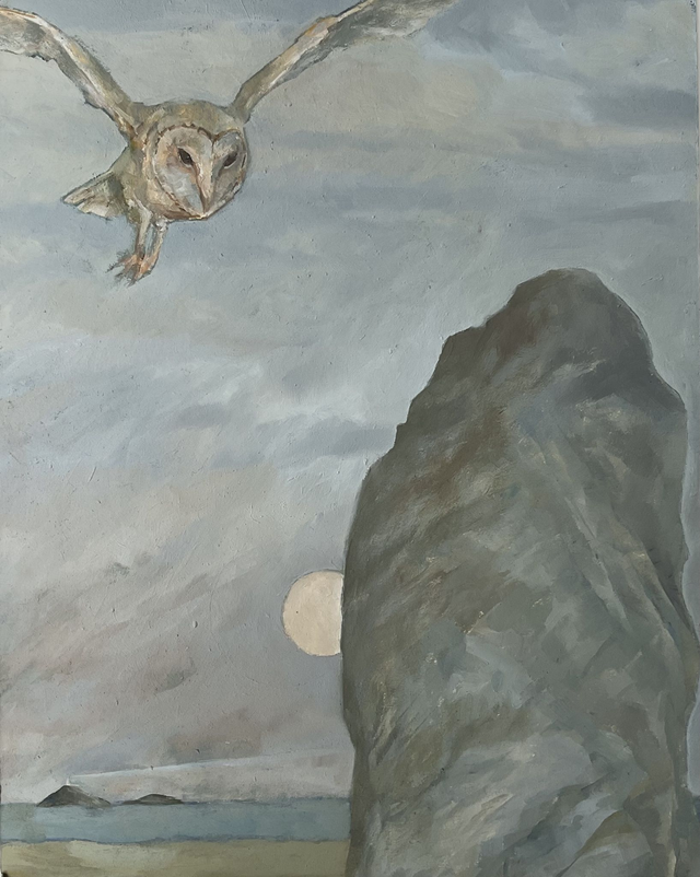 SP69  Silent as the Moon by Shelagh Popham,  19x24cm  Oil