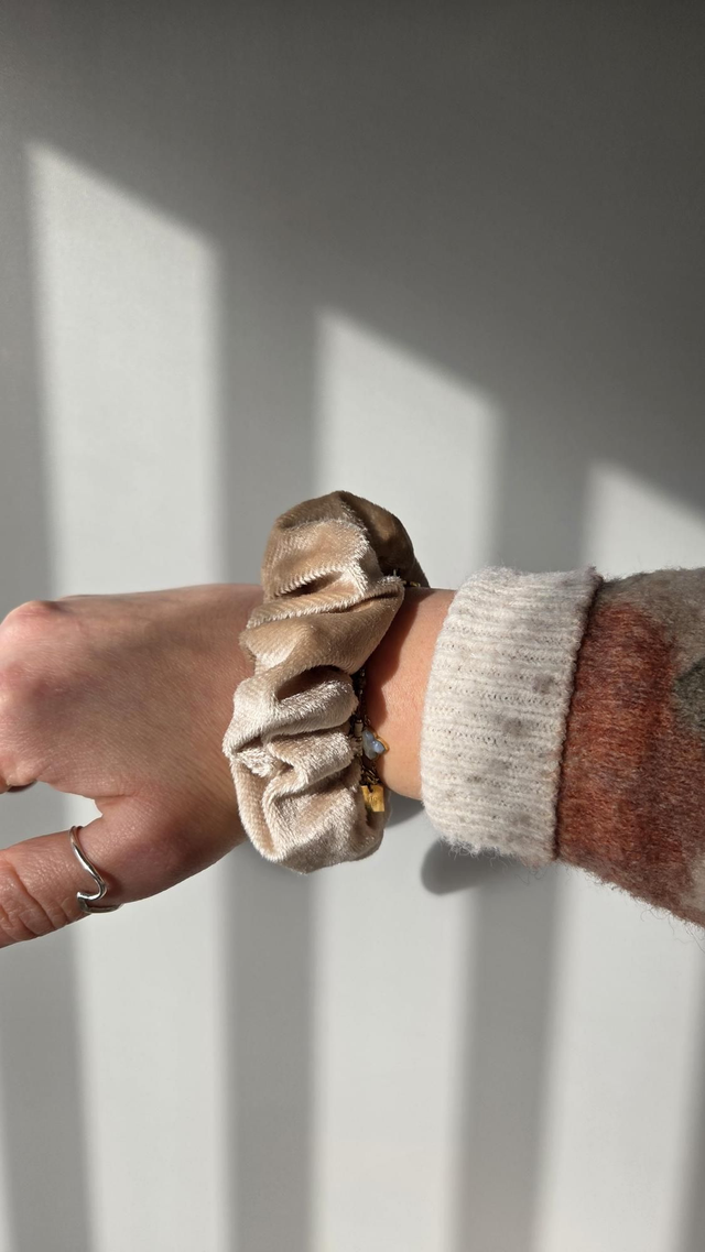 Chouchou beige velours