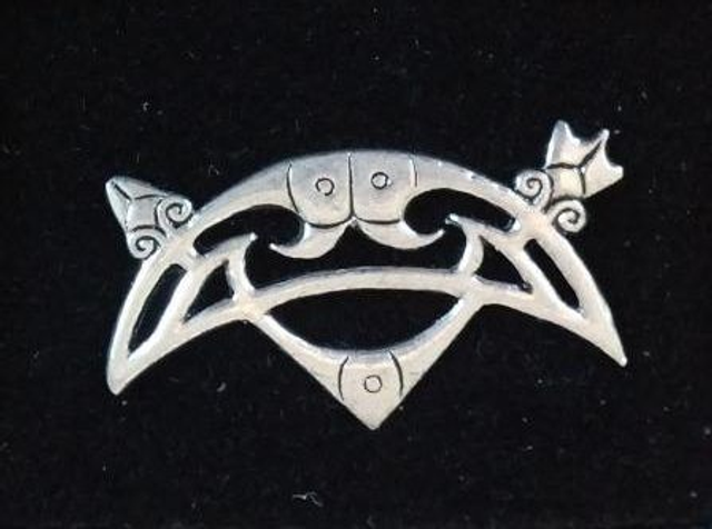 Pewter lapel pin - Crescent and V-rod